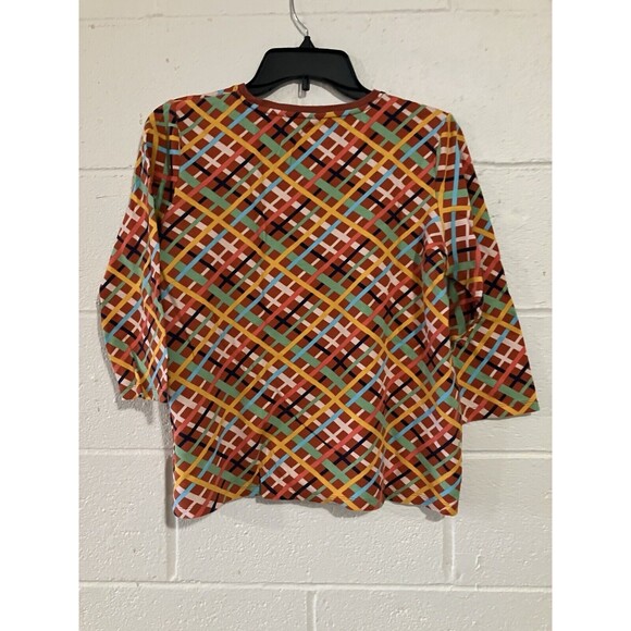 Kim Rogers Womens Multicolor Striped 3/4 Sleeve Blouse 100% Cotton Size Medium - Picture 2 of 7